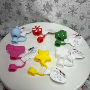 Target 2024 Bulls Eye Playground Christmas Silicone Straw Toppers - Set Of 6